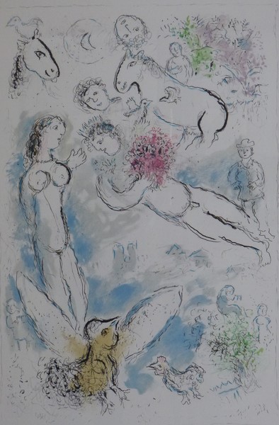 Marc Chagall - Rusia 1887 1985 - Lenvolee magique - litografia - 120 x 80 cms - 1980
